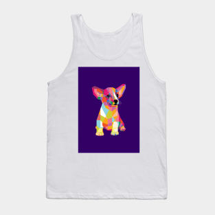 Cute Dog Pop Art blue bg Tank Top